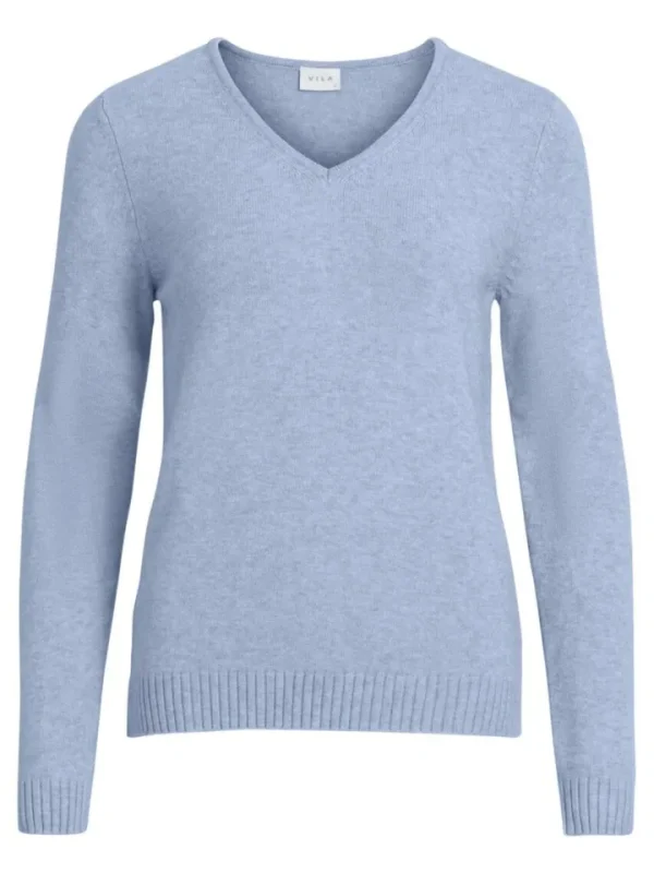 Vila Jumpers & Cardigans<MIELA V-NECK JUMPER (BLUE MELANGE)