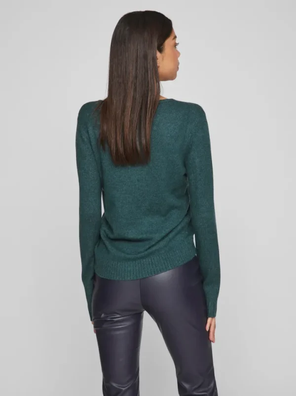 Vila Jumpers & Cardigans<Miela V-Neck Jumper (Pineneedle/Dark Melange)