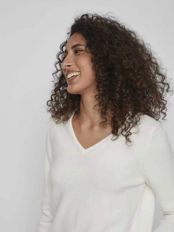 Vila Jumpers & Cardigans<MIELA V-NECK JUMPER (WHITE)