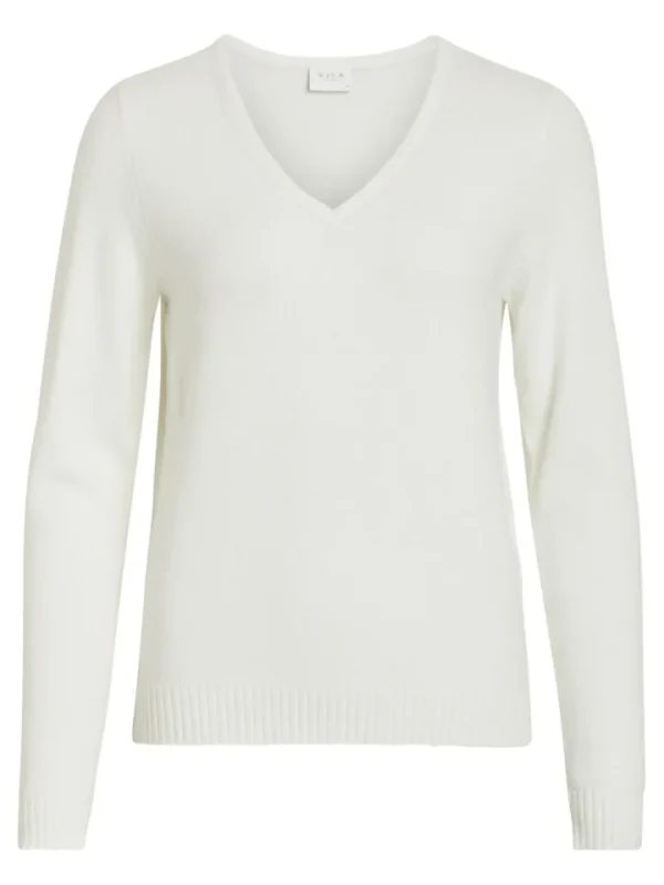 Vila Jumpers & Cardigans<MIELA V-NECK JUMPER (WHITE)