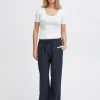 Ichi Pants<MIKA WIDE LEG TROUSERS (NAVY)
