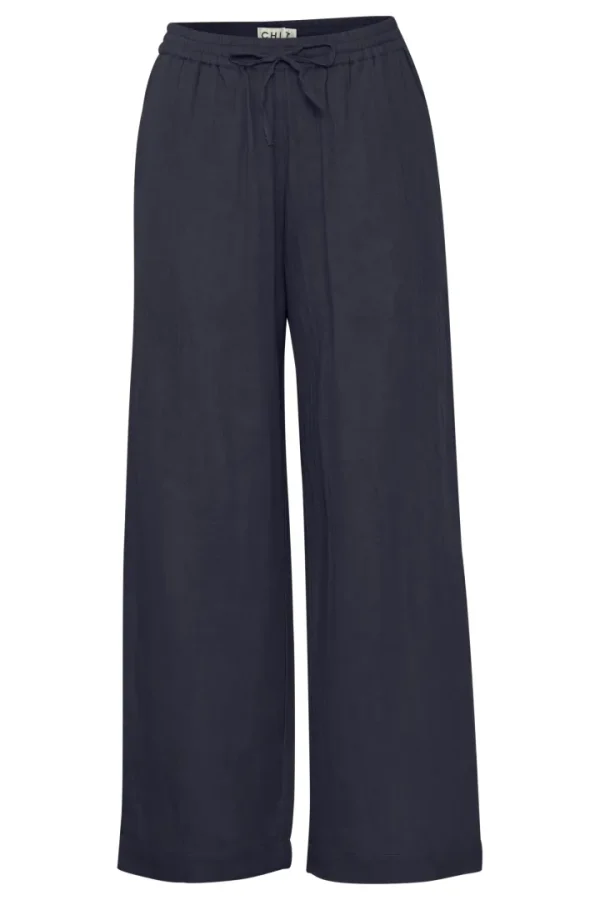 Ichi Pants<MIKA WIDE LEG TROUSERS (NAVY)