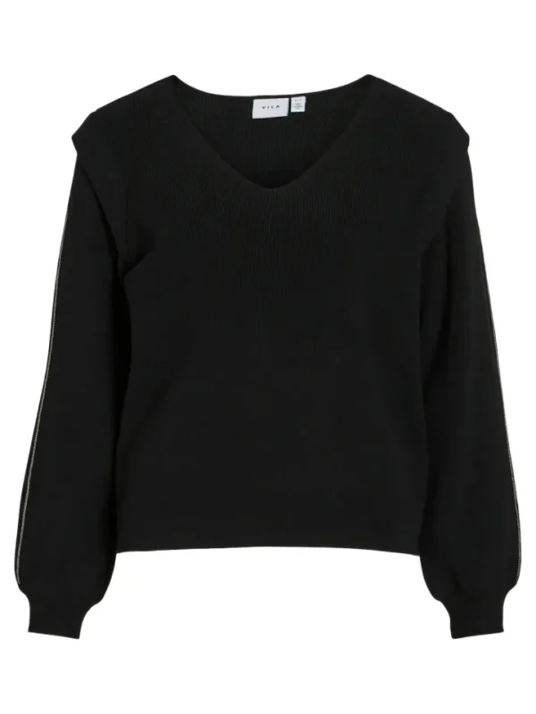Vila Jumpers & Cardigans<Mila V-Neck Jumper (Black)