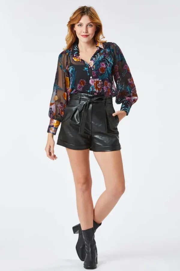 Zibi Shirts & Blouses<MILO VELVET SHIRT (BLACK)