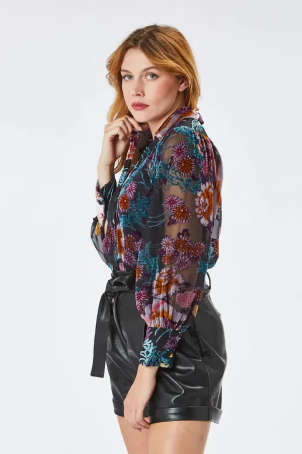 Zibi Shirts & Blouses<MILO VELVET SHIRT (BLACK)