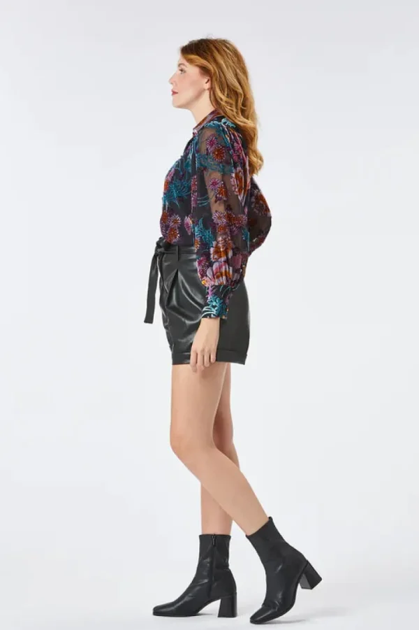Zibi Shirts & Blouses<MILO VELVET SHIRT (BLACK)