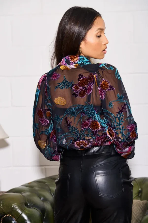 Zibi Shirts & Blouses<MILO VELVET SHIRT (BLACK)