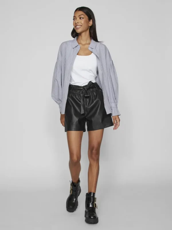 Vila Shorts & Playsuits<MIRANDA HIGH WAISTED PAPERBAG SHORTS (BLACK)