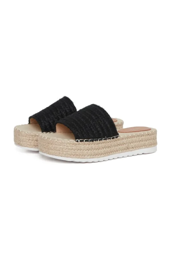 Ichi Sandals<Monica Platform Sliders (Black)