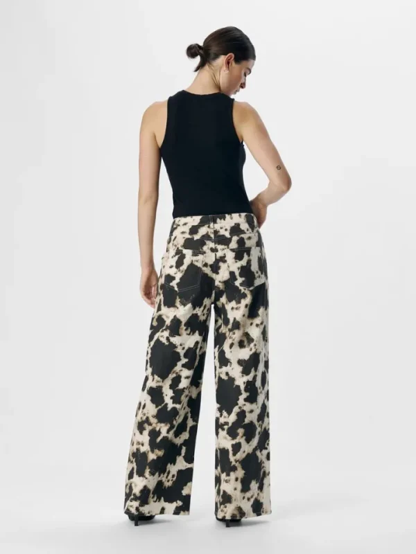 Object Pants | Jeans<Montana Printed Wide Leg Jeans (/Cloud Dancer)