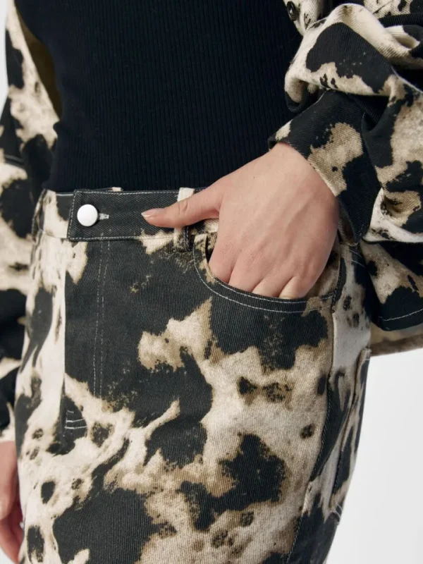 Object Pants | Jeans<Montana Printed Wide Leg Jeans (/Cloud Dancer)