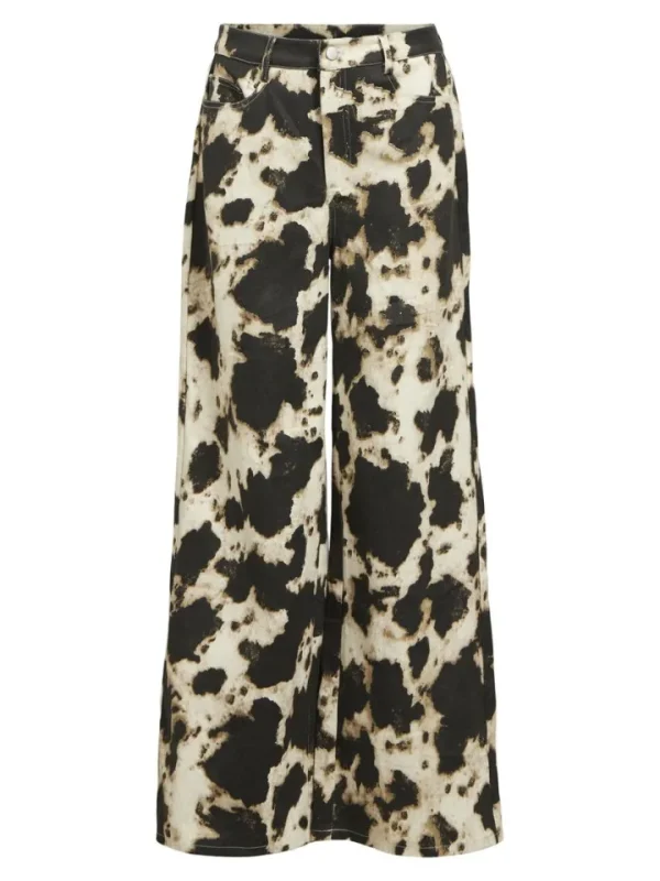 Object Pants | Jeans<Montana Printed Wide Leg Jeans (/Cloud Dancer)