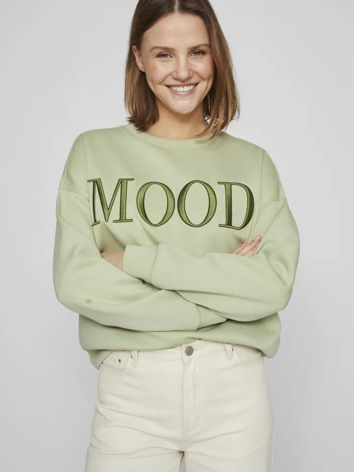 mood_sweater_green_0.webp Vila Hoodies & Sweatshirts<MOOD SWEATER (GREEN)