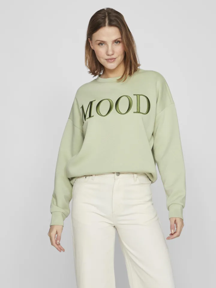 mood_sweater_green_1.webp Vila Hoodies & Sweatshirts<MOOD SWEATER (GREEN)