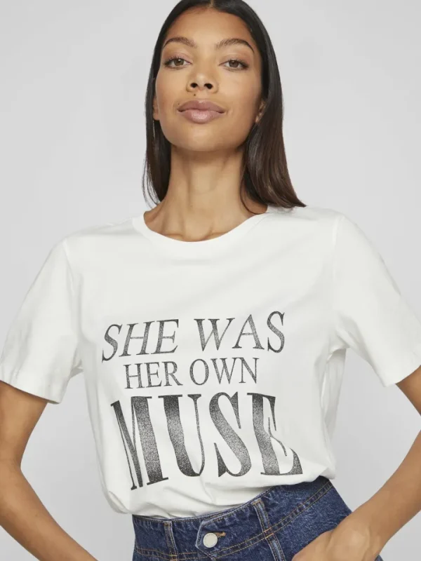 Vila T-Shirts<MUSE T-SHIRT (WHITE/BLACK)