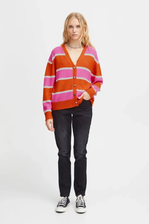 Ichi Jumpers & Cardigans<MUTI CARDIGAN (PERSIMMON ORANGE)