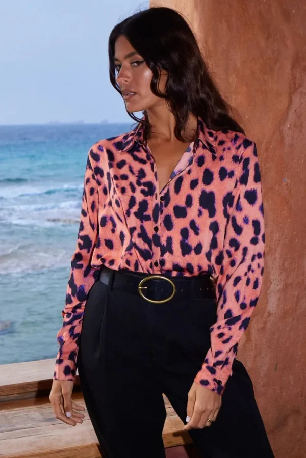 Dancing Leopard Shirts & Blouses<Nevada Shirt (Plorange Leopard)