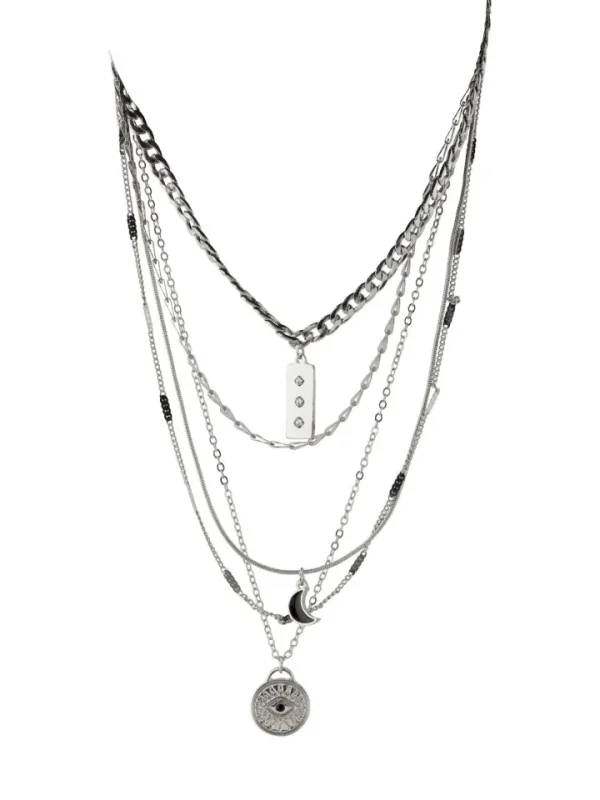 Pieces Jewellery<Nilla Combi Layer Necklace (Silver)