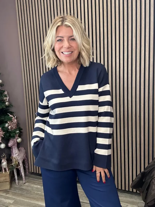 Vila Jumpers & Cardigans<Nina V-Neck Jumper ( Blazer/Birch)