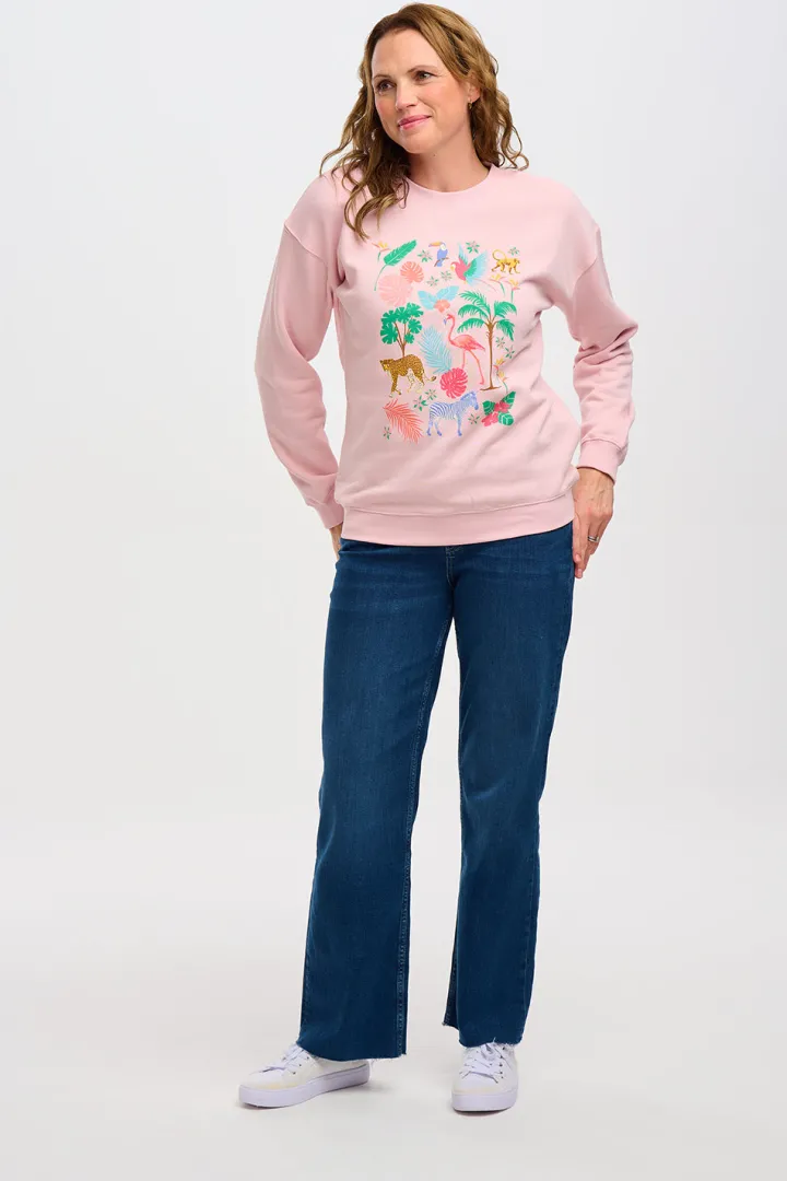 noah_sweater_peachtropica_0.webp Sugarhill Jumpers & Cardigans<NOAH SWEATER (PEACH/TROPICAL SAFARI)