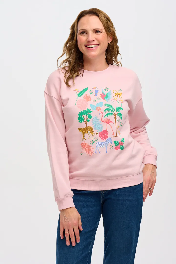noah_sweater_peachtropica_1.webp Sugarhill Jumpers & Cardigans<NOAH SWEATER (PEACH/TROPICAL SAFARI)