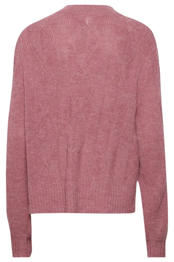 Ichi Jumpers & Cardigans<NOVA V-NECK JUMPER (HEATHER ROSE)