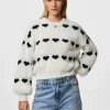 Pieces Jumpers & Cardigans<Nove Knit Jumper (Cloud Dancer/Black Heart)