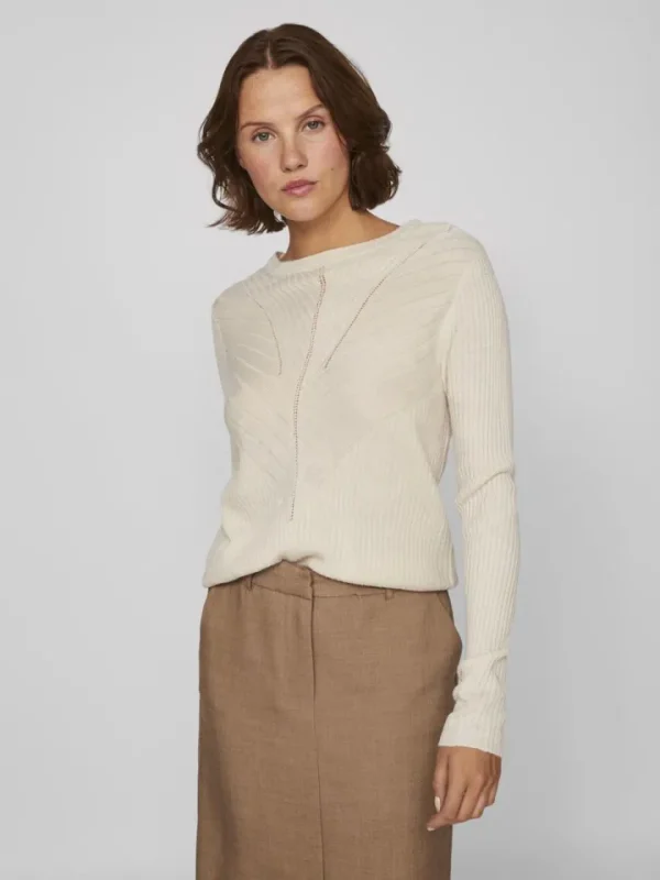 Vila Jumpers & Cardigans | Co-Ords<Olina O-Neck Knit Top (Super Light Natural)