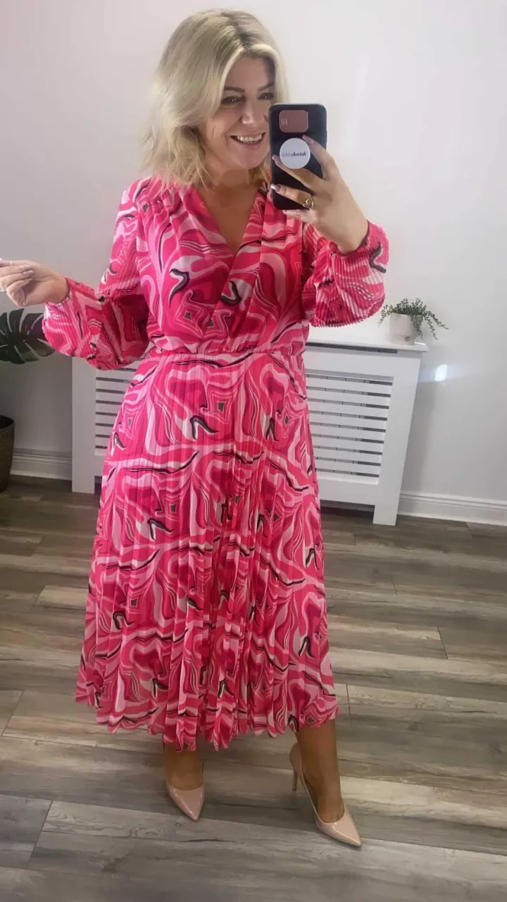 patricia_midi_dress_pink__2.webp Wsl 3 Occasionwear<Patricia Midi Dress (Pink Geo)