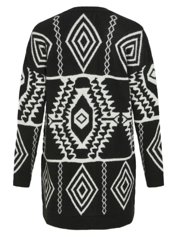 Vila Jumpers & Cardigans<Paula Long Knit Cardigan (Black/Cloud Dancer)