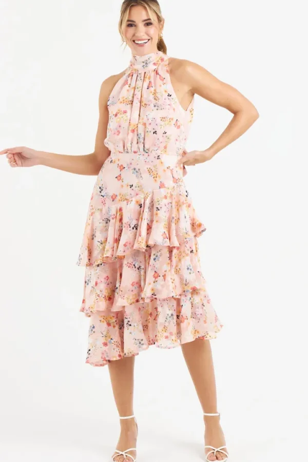 Zibi Occasionwear<Pia Tiered Dress (Pink Floral)