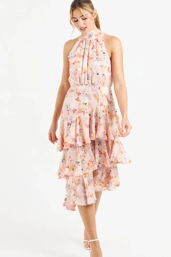 Zibi Occasionwear<Pia Tiered Dress (Pink Floral)