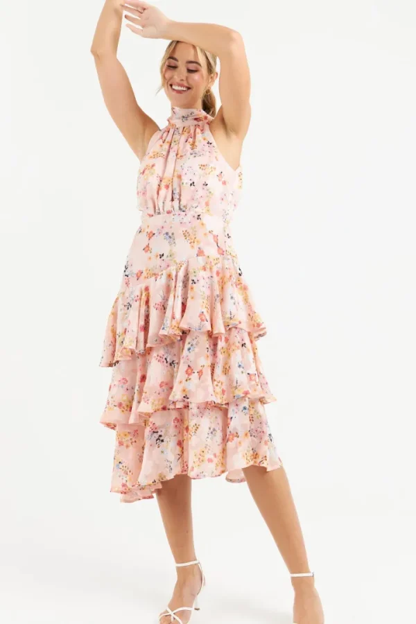Zibi Occasionwear<Pia Tiered Dress (Pink Floral)