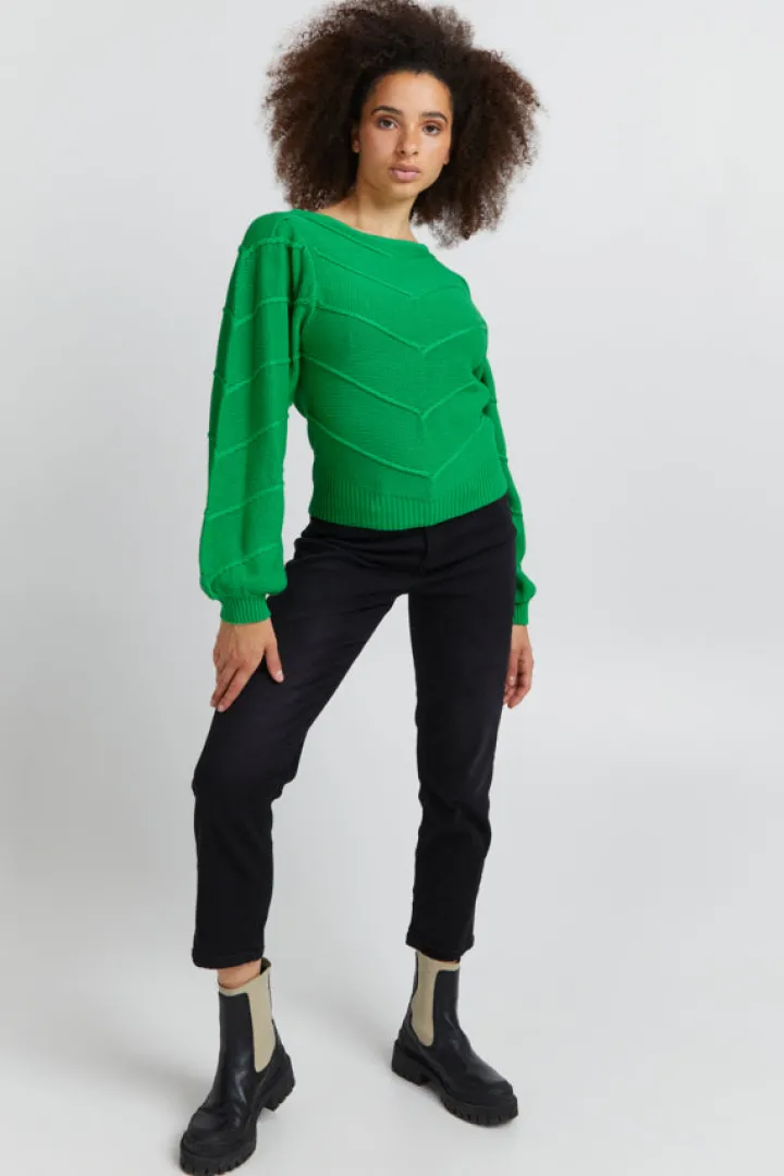 pilar_jumper_kelly_green_0.webp Ichi Jumpers & Cardigans<Pilar Jumper (Kelly Green)