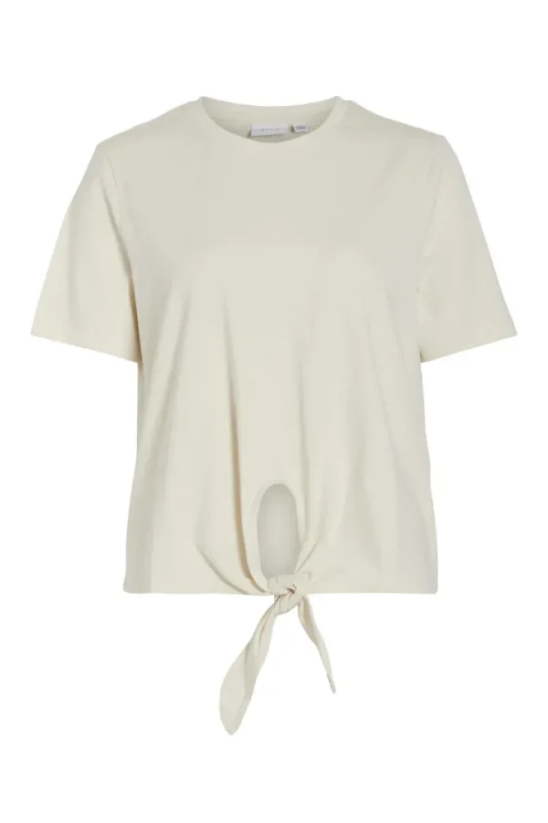 Vila T-Shirts<Pippa Knot T-Shirt (Eggnog)