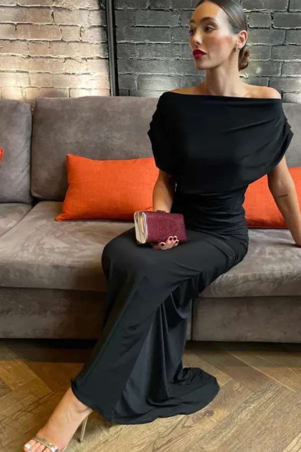 Atom Occasionwear<PLATINUM JERSEY GOWN (BLACK) B