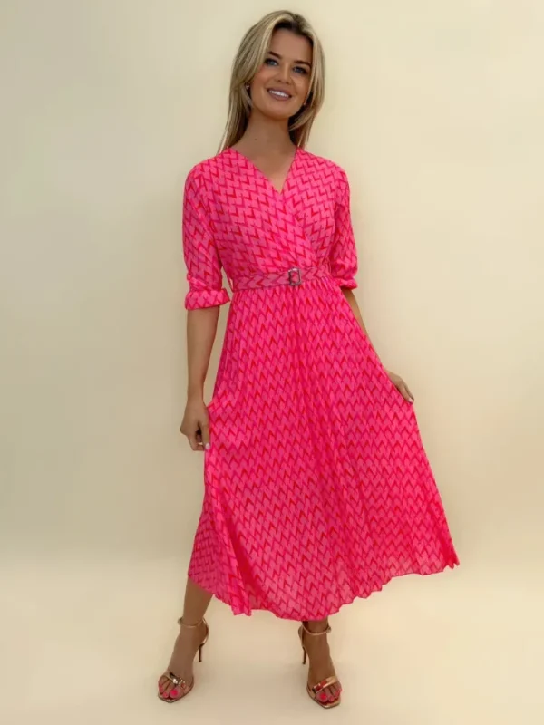 Kate & Pippa Occasionwear<POSITANO MIDI DRESS (PINK)