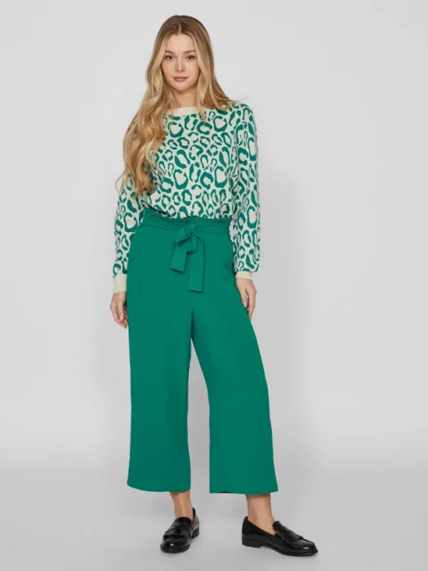Vila Pants<RASHA WIDE LEG 7/8 CULOTTE (GREEN)