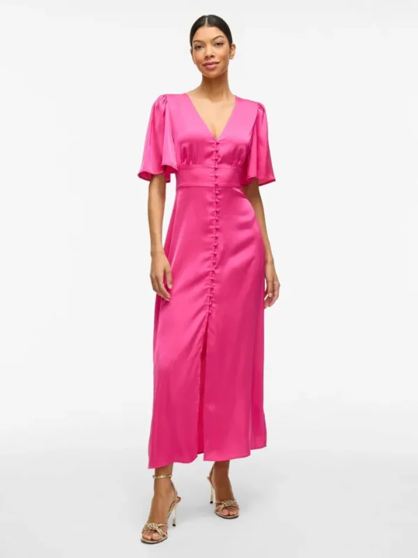 Vila Occasionwear | Dresses<Ravenna V-Neck Ankle Dress (Raspberry Rose)