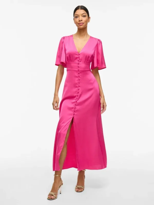Vila Occasionwear | Dresses<Ravenna V-Neck Ankle Dress (Raspberry Rose)