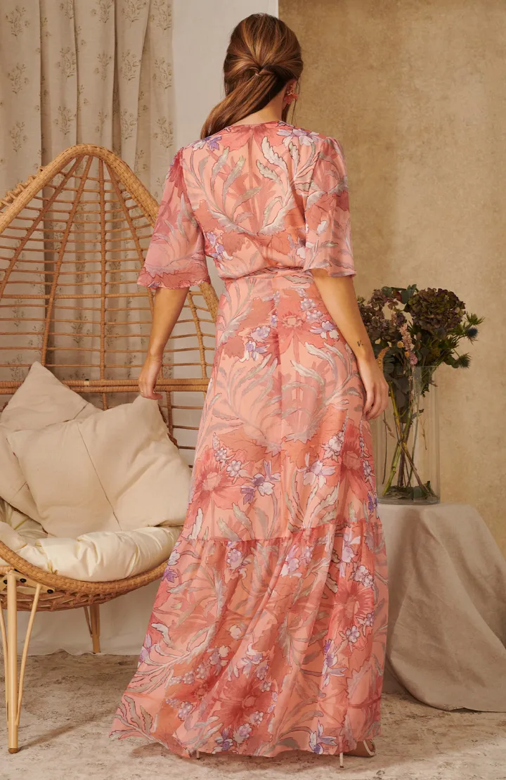 raya_flutter_sleeve_maxi__3.webp Hope & Ivy Occasionwear<Raya Flutter Sleeve Maxi Dress