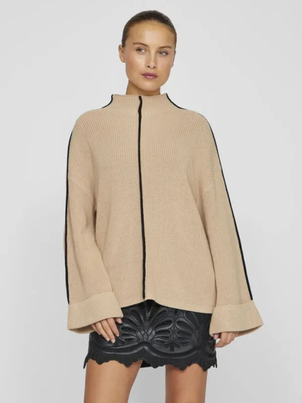 Vila Jumpers & Cardigans<Reanne Funnel Neck Jumper (Savannah /Black)