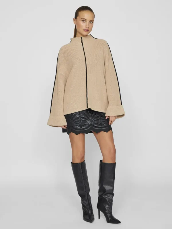Vila Jumpers & Cardigans<Reanne Funnel Neck Jumper (Savannah /Black)