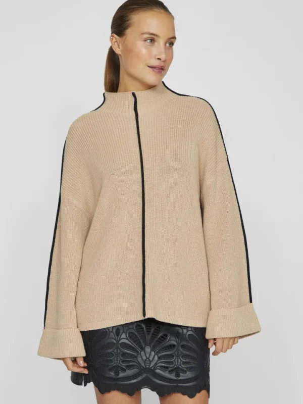 Vila Jumpers & Cardigans<Reanne Funnel Neck Jumper (Savannah /Black)
