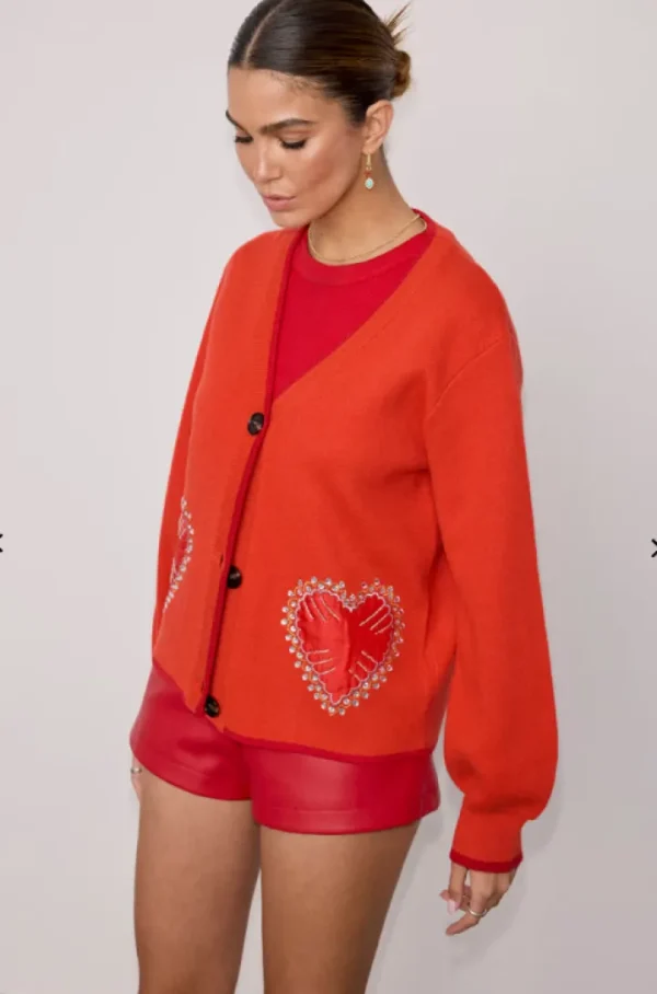 Never Fully Dressed Jumpers & Cardigans<Red Heart Cardigan (Red)