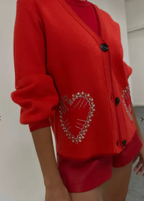 Never Fully Dressed Jumpers & Cardigans<Red Heart Cardigan (Red)