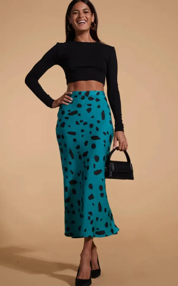 Dancing Leopard Skirts<Renzo Skirt (Abstract Dot on Teal)