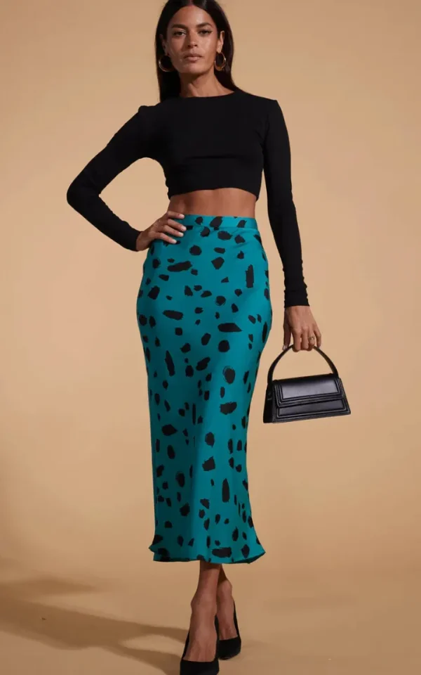 Dancing Leopard Skirts<Renzo Skirt (Abstract Dot on Teal)