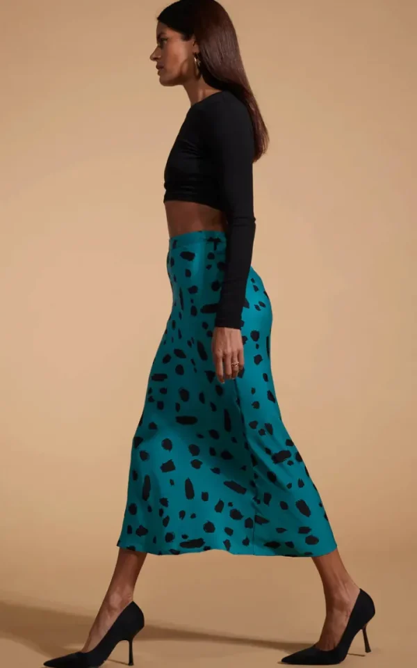 Dancing Leopard Skirts<Renzo Skirt (Abstract Dot on Teal)