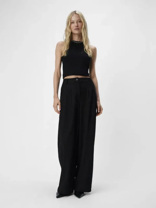 Object Pants<Rilla Mid-Rise Loose Trousers (Black)